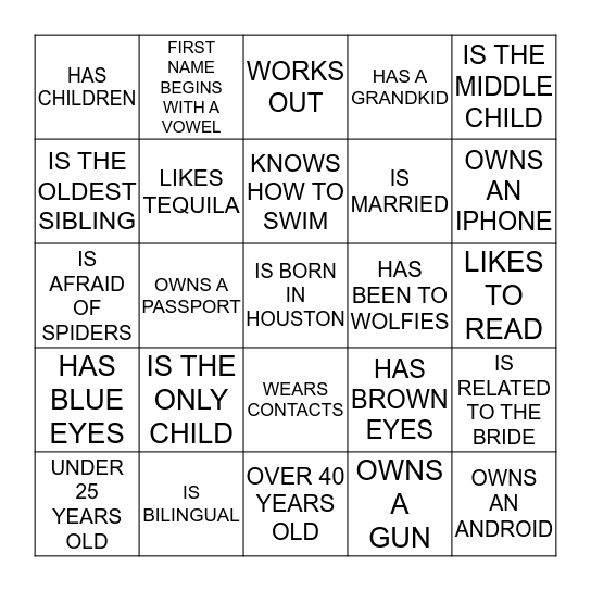 GET TO KNOW EACH OTHER BINGO Card