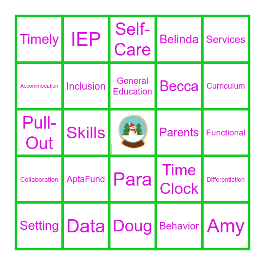 Inservice Bingo Card