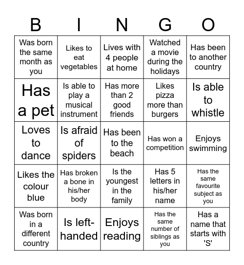 Get-to-Know-You Bingo! Bingo Card