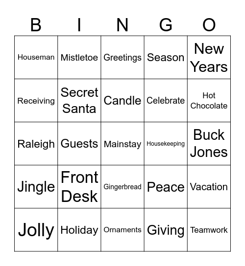 Mainstay Christmas Bingo Card