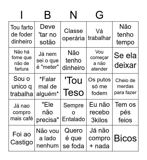 Bingo do Hélder Bingo Card