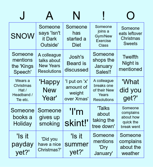 WINGO!!! Bingo Card