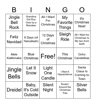 Holiday Bingo Card