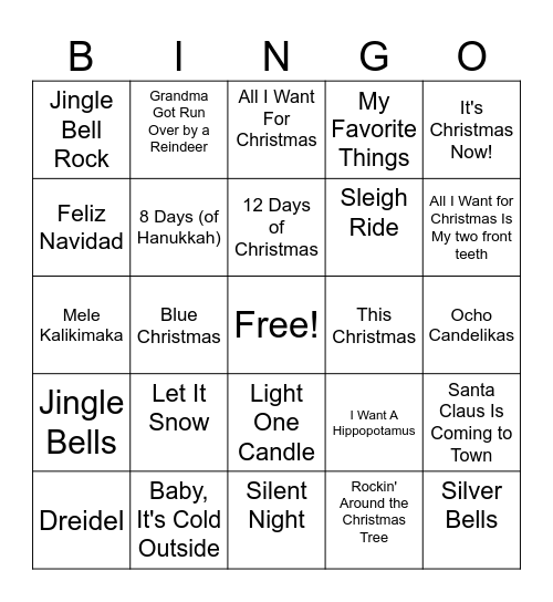 Holiday Bingo Card
