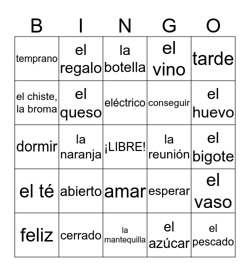 BSB 1 Lección 1 (A) Bingo Card