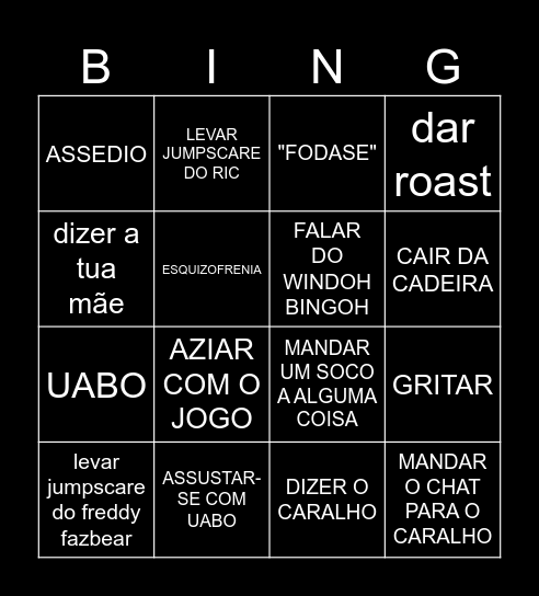 WUANT TERROR Bingo Card