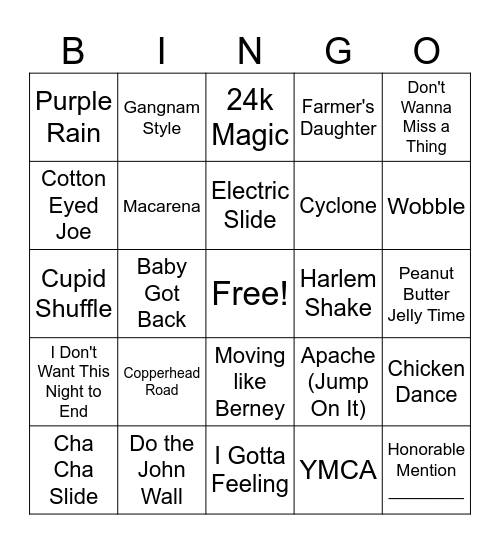 DJ Bingo Card