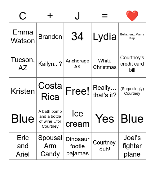 Russ-INGO Bridal Bingo Card