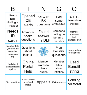 Call Bingo Card