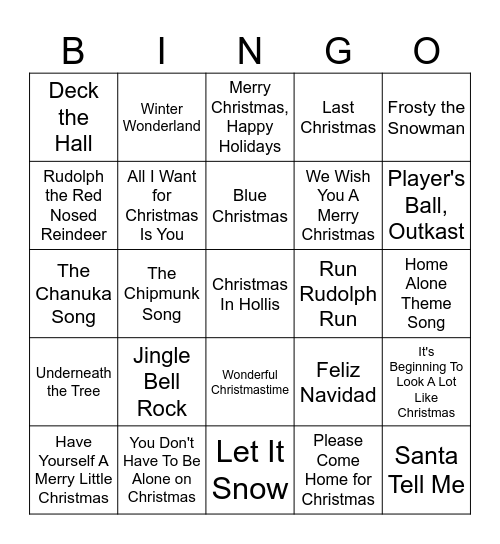 VOBINGO- OF COURSE ITS HOLIDAY MUSIC Bingo Card