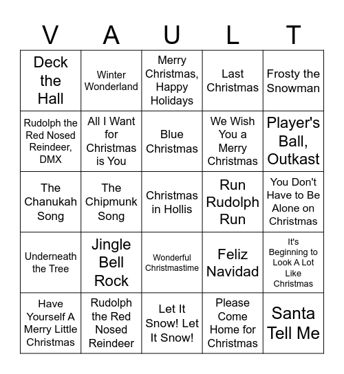 VOBingo- OF COURSE ITS HOLIDAY MUSIC Bingo Card