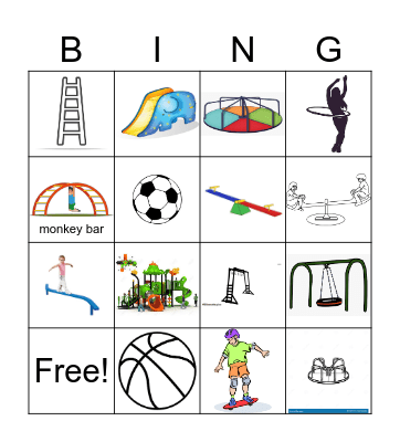 Playground Bingo Card