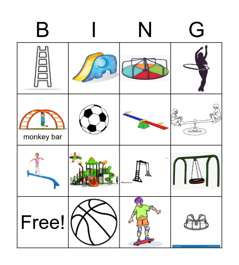 Playground Bingo Card