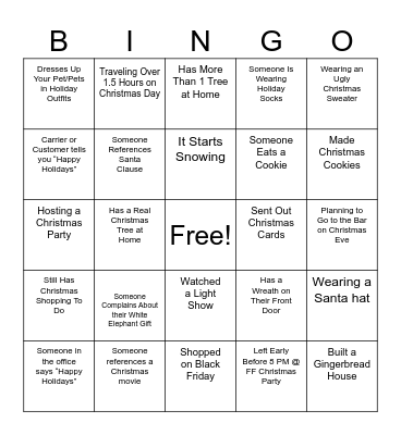 FF Holiday Bingo Card