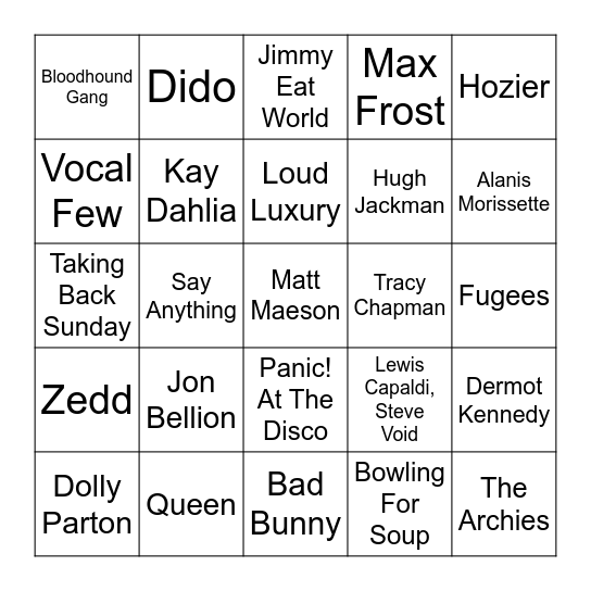 SamBday Bingo Card
