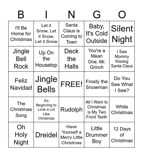 Reindeer Games Bingo Card