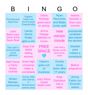 giselle’s 2024 bingo card 😁 Bingo Card