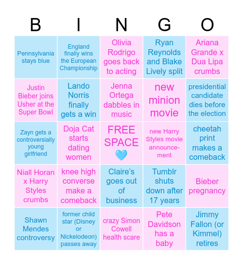 giselle’s 2024 bingo card 😁 Bingo Card