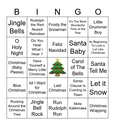 Christmas Carol Bingo Card