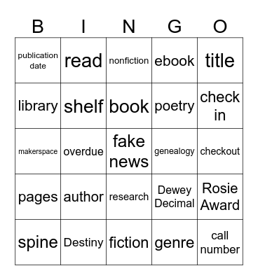 LIBRARY WORDS Bingo Card