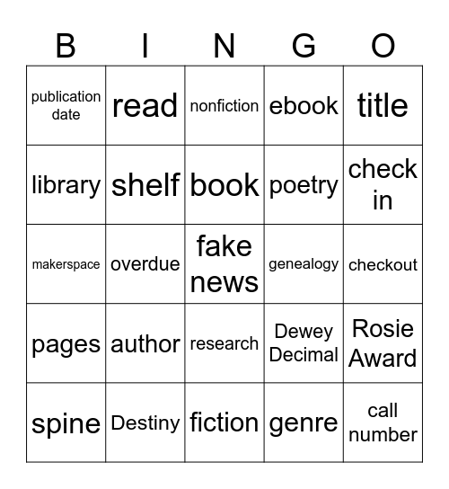 LIBRARY WORDS Bingo Card