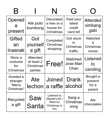 Gilstead Christmas Bingo! Bingo Card