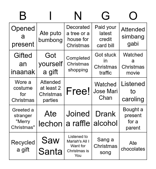 Gilstead Christmas Bingo! Bingo Card