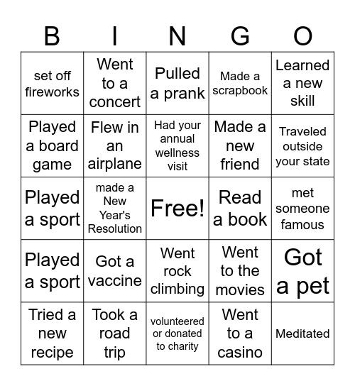 Untitled Bingo Card