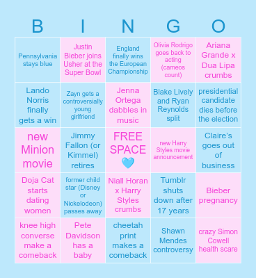 ¡¡2024 BINGO CARD!! Bingo Card