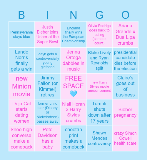 ¡¡2024 BINGO CARD!! Bingo Card