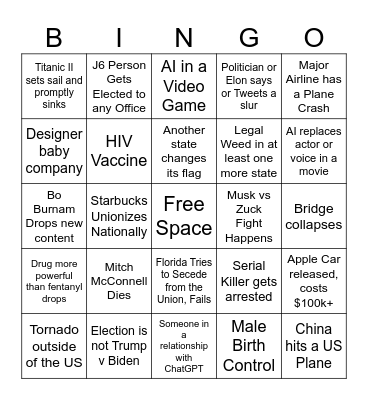 2024 Bingo Sheet Bingo Card