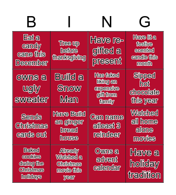 Christmas Bingo Card