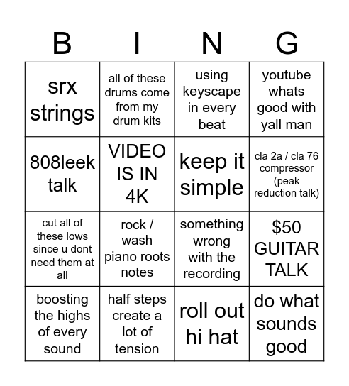 dirkey tutorial Bingo Card