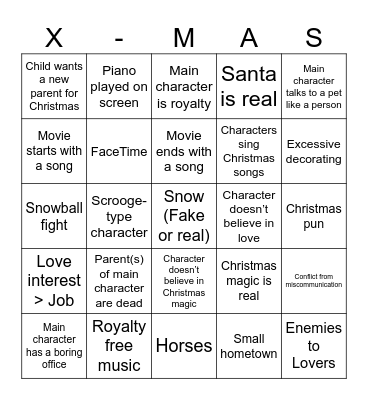 CHRISTMAS ROMCOM BINGI Bingo Card