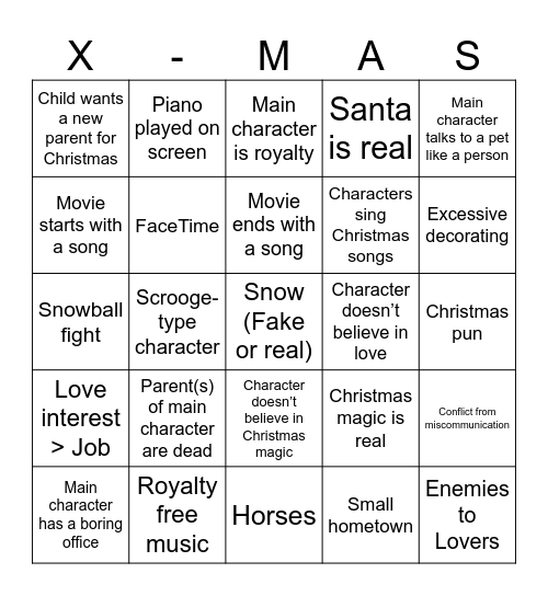 CHRISTMAS ROMCOM BINGI Bingo Card