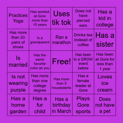 IWD Get to know you BINGO Card