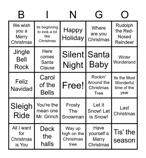 Christmas Bingo Card