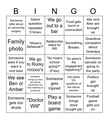 Holiday Bingo Card