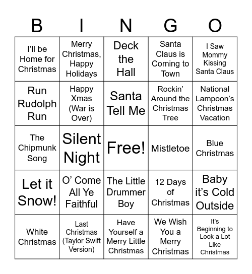 Christmas Jukebox🎄 Bingo Card