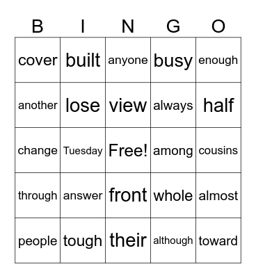 Red Words Level 6 & & Bingo Card