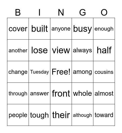 Red Words Level 6 & & Bingo Card