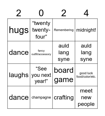 HAPPY NEW YEAR Bingo Card