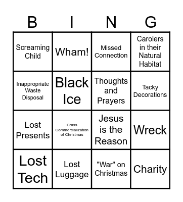 Holiday Travel Bingo Card