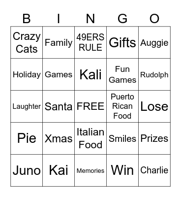 Rodriguez-Rini Christmas Bingo Card