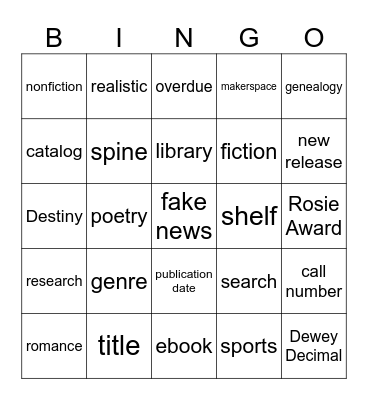 LIBRARY WORDS Bingo Card