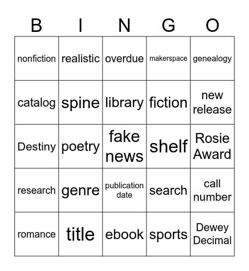 LIBRARY WORDS Bingo Card