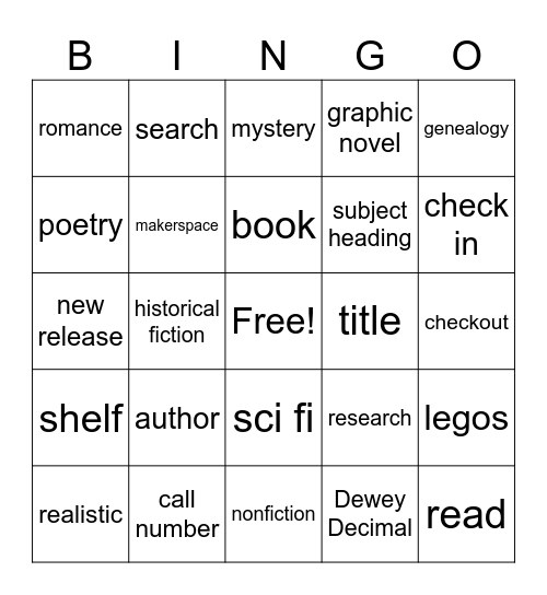 Library Bingo Card