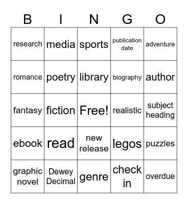 Library Bingo Card