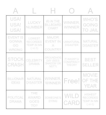 FIRST ANNUAL 2024 BINGO Card