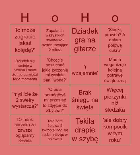 Bingo świąteczne Bingo Card